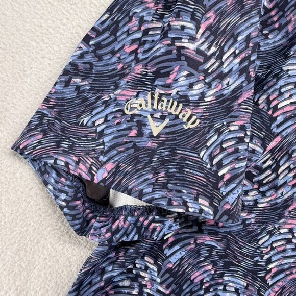 Callaway Polo Shirt Men's Small Blue Pink Geometric Swing Tech Crystal Mountain - Picture 4 of 11